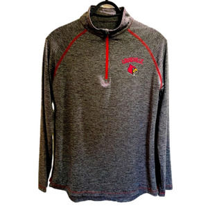 Women's Colosseum Gray Louisville Cardinals 1/4 Zip Long Sleeve Size Large